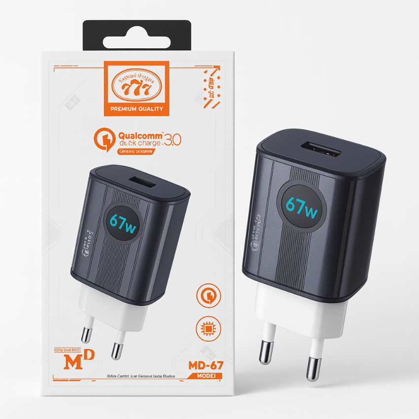 شاحن سريع 67 واط Triple Seven MD-67 بتقنية Qualcomm 3.0 شاحن سريع 67 واط Triple Seven MD-67 بتقنية Qualcomm 3.0
